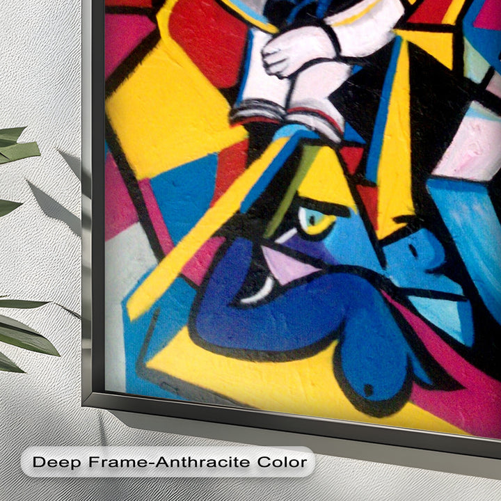 Cubist Woman with Cat Wall Art – Abstract Oil Painting