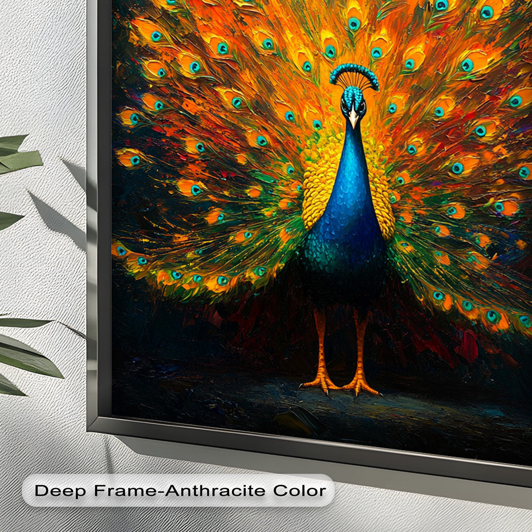 Pfau mit feuriger Federdarstellung - Tierölgemälde