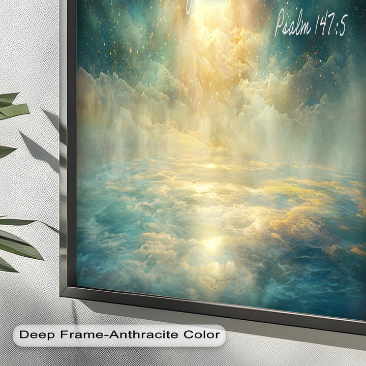 Psalm 147:5 – Mighty in Power Bible Verse Oil Painting