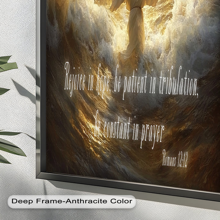 Romans 12:12 – Faith & Perseverance Bible Verse Oil Painting