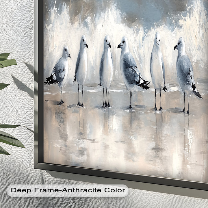 Seagulls and Surf – Bird Oil Painting