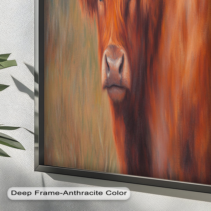 Highland Cow Oil Painting – Warm Animal Wall Art