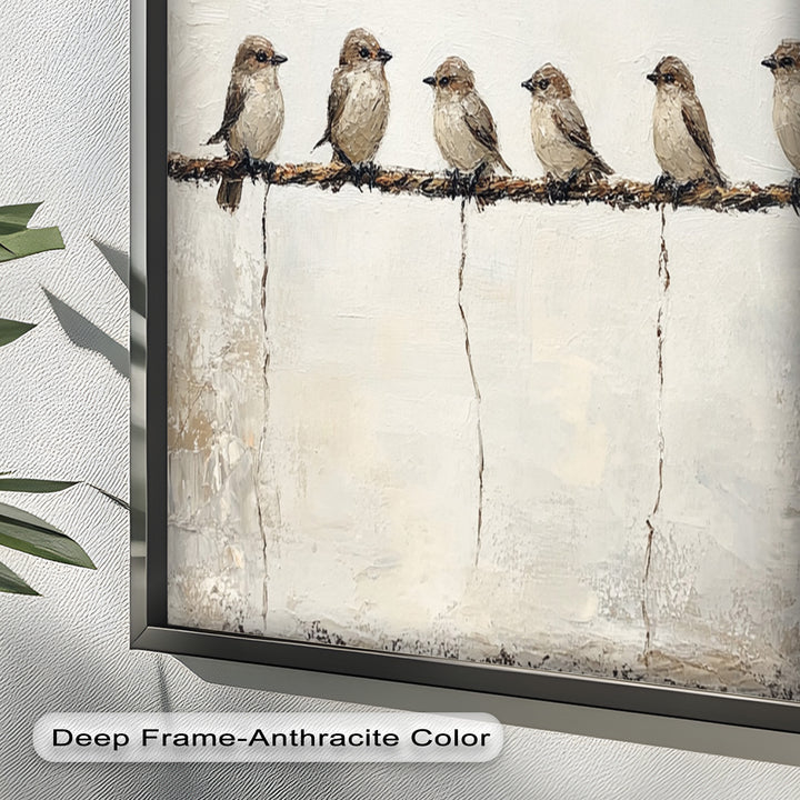 Six Birds in Stillness – Animal Oil Painting
