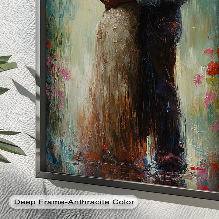 Romantic Couple Surrounded by Blooms - Love Oil Painting