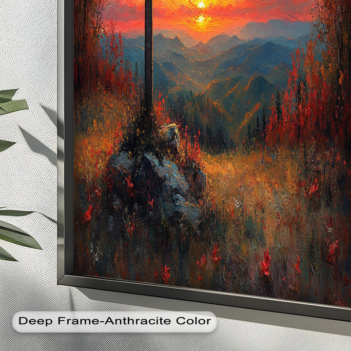 Sonnenuntergangskreuzlandschaft – Malerische Ölgemälde
