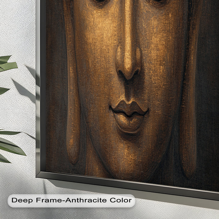 Golden Buddha Face Wall Art – Religious Oil Painting