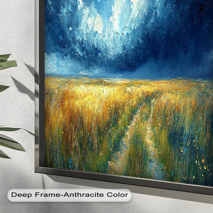 Golden Field Stormy Sky Wandkunst – Romantik Ölgemälde