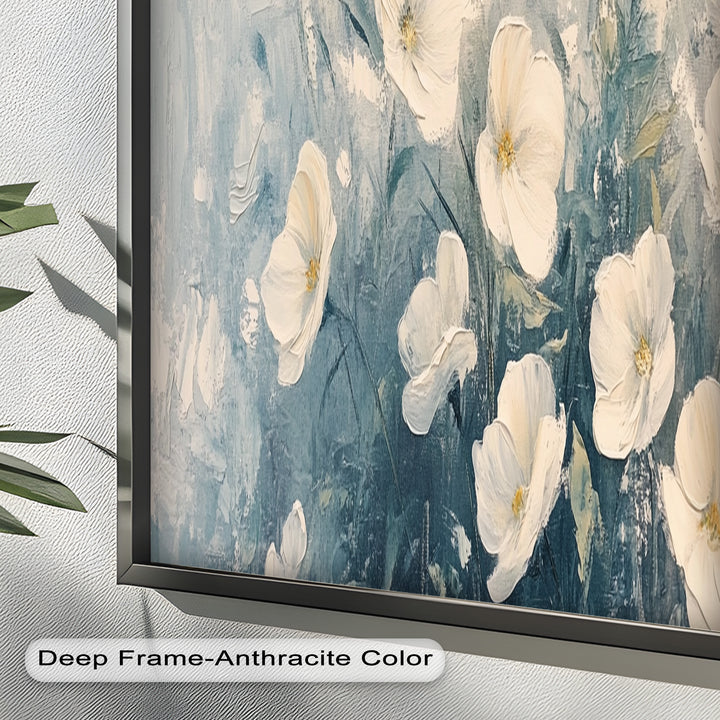 White Wildflower Art – Elegant Floral Oil Painting