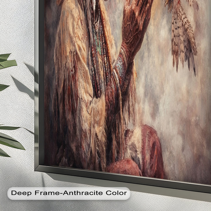 Whisper to the Spirit – Native Elder and Falcon Oil Painting
