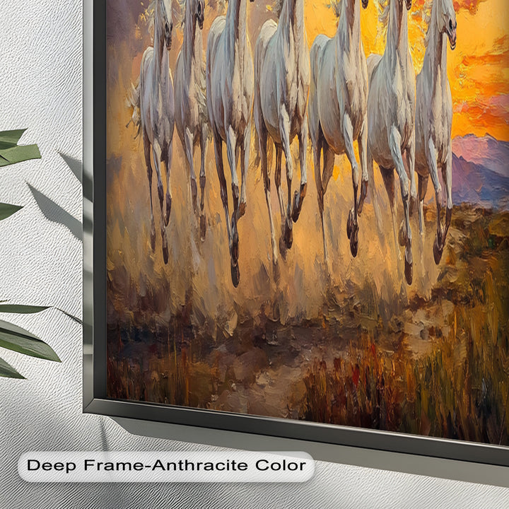 Run with the Sun – White Horses Oil Painting