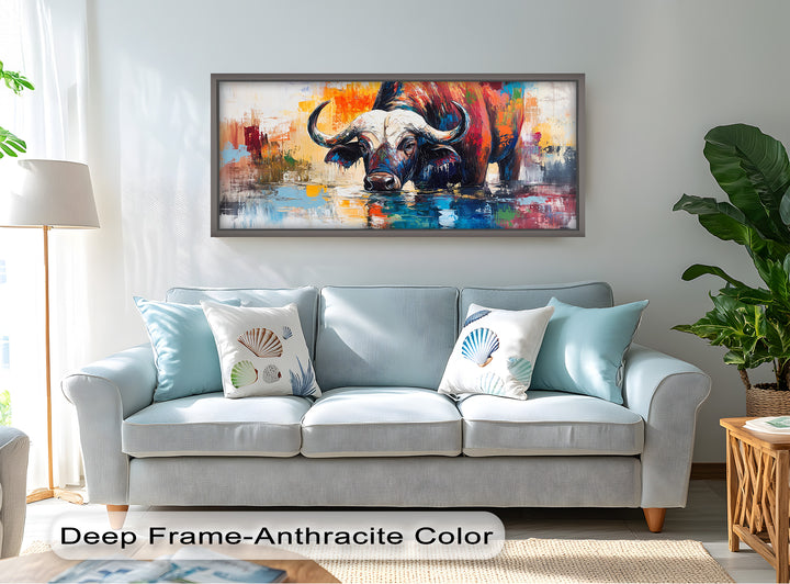 Water Buffalo at River’s Edge – Oil Painting