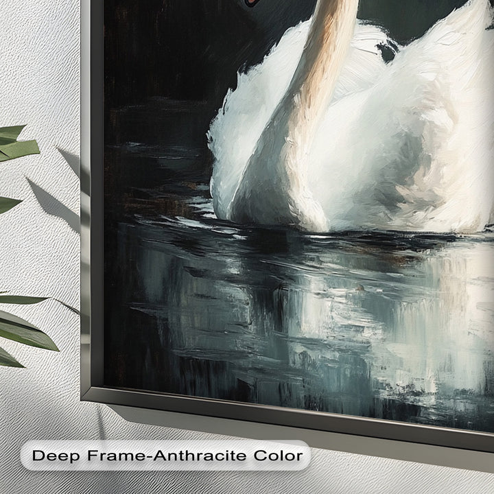 Solitary Grace – White Swan Oil Painting