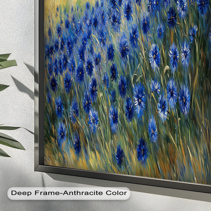 Golden Fields and Blue Cornflowers – Impressionist Meadow Scene Oil Painting
