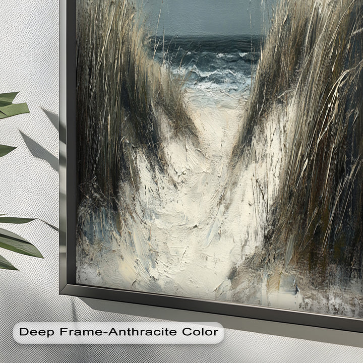 Stürmische Dünenstrand-Wandkunst – Landschaftsölgemälde