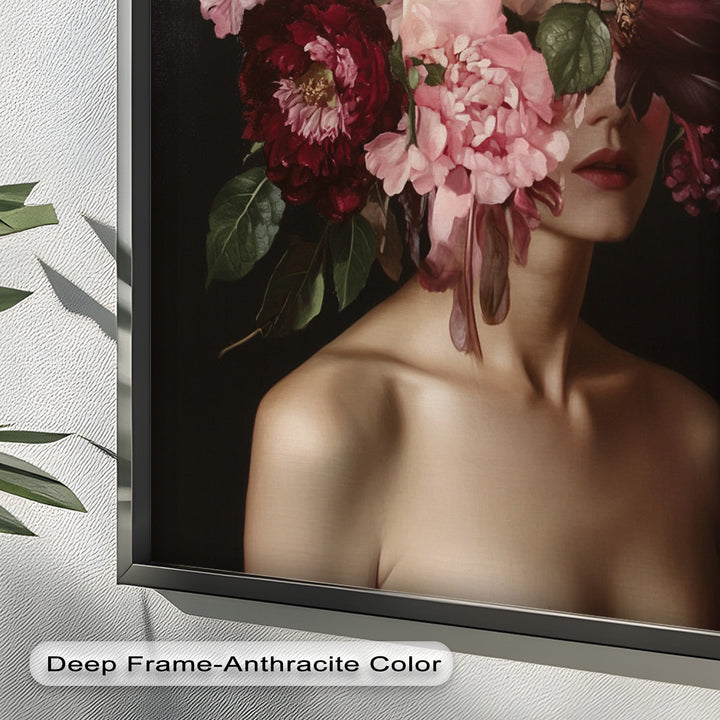 Blossom Veil – Romantic Floral Portrait Oil Painting