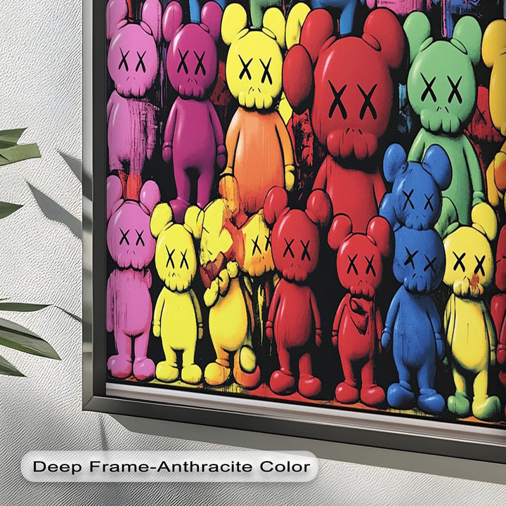 KAWS Rainbow Parade – Mehrfarbiges Pop-Art-Ölgemälde