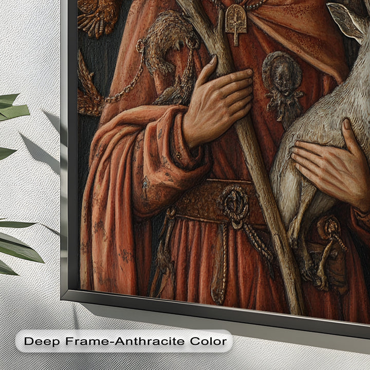 Saint with Deer Wall Art – Religious Oil Painting