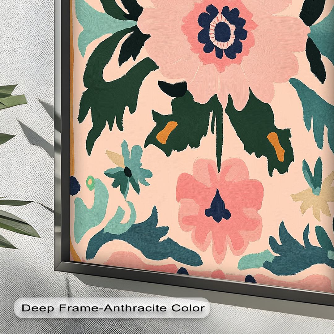Folk Bloom – Symmetrisches Boho-Blumenölgemälde