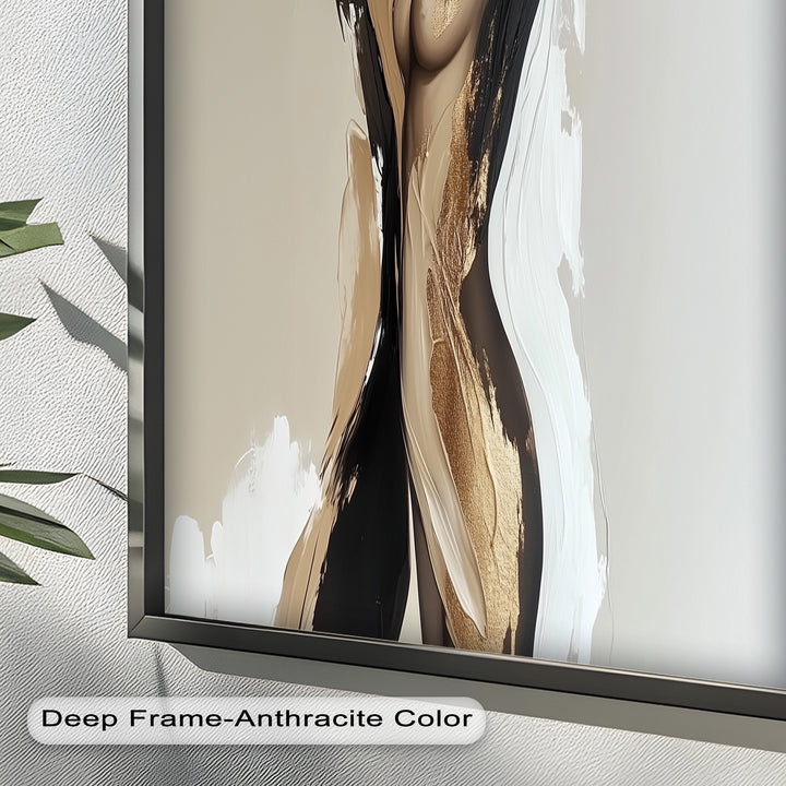 Golden Silence – Abstract Female Figure Oil Painting