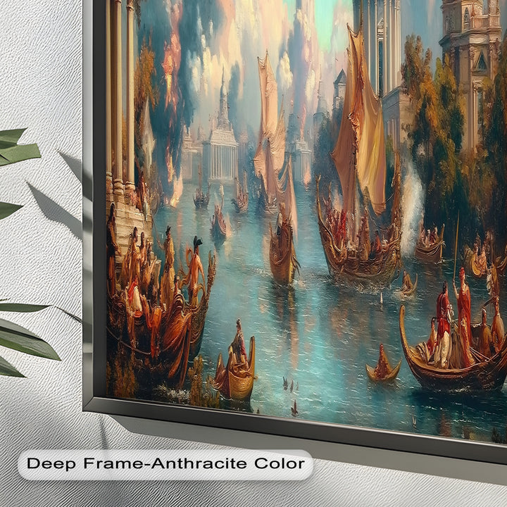 Barocke Flussparade – Grandioses venezianisches Fantasie-Ölgemälde
