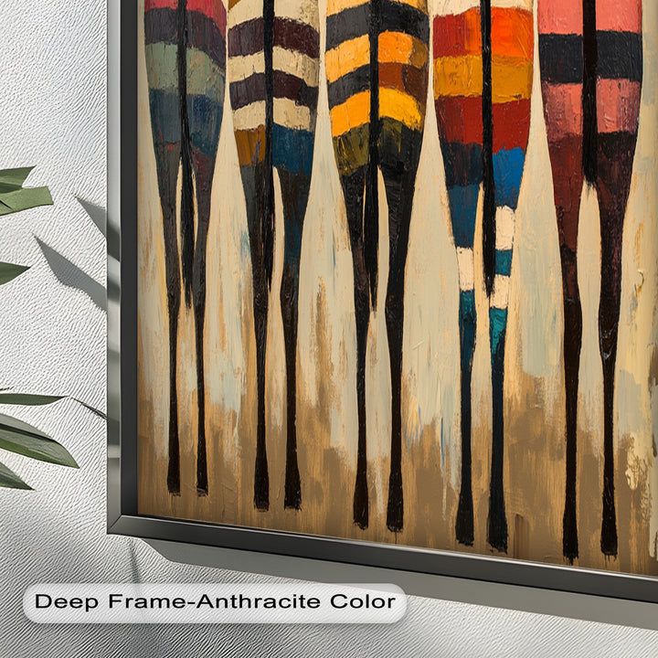 Five Colorful Zebras with Bold Stripes – Animal Oil Painting