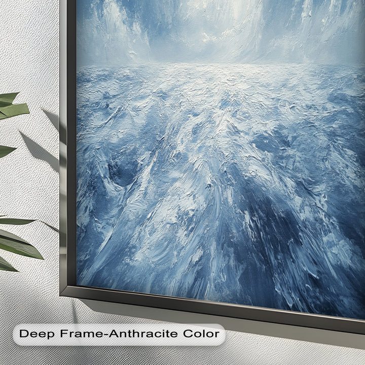 Blue Coastal Wall Art - Abstract Ocean Seascape Oil Painting