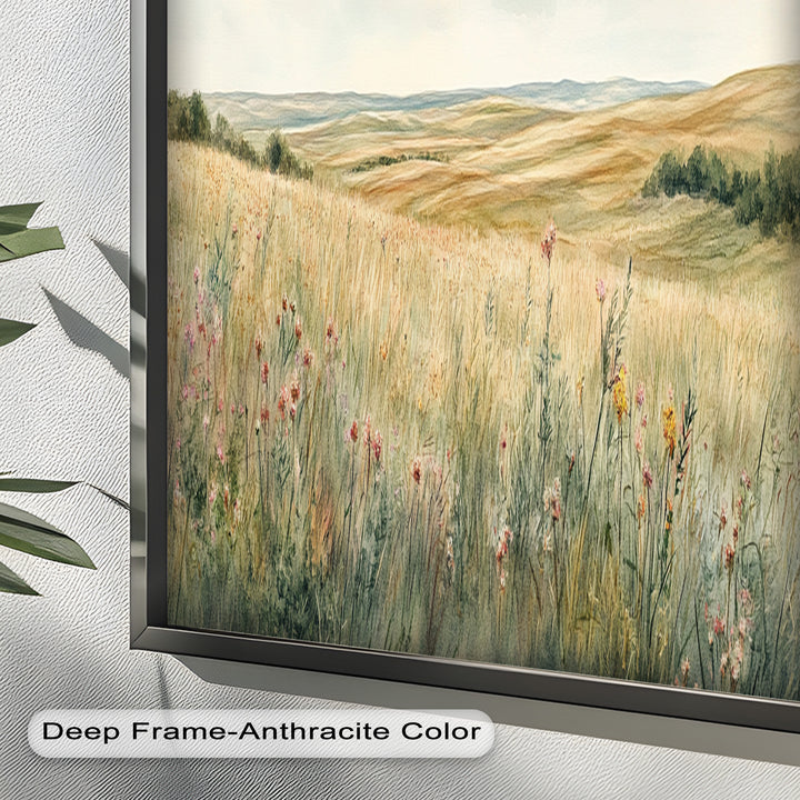 Soft Meadow Landscape Wall Art – Floral Oil Painting