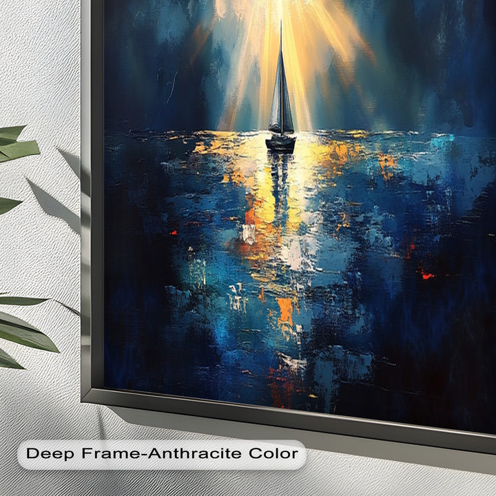Radiant Horizon – Sailboat at Sunset Oil Painting