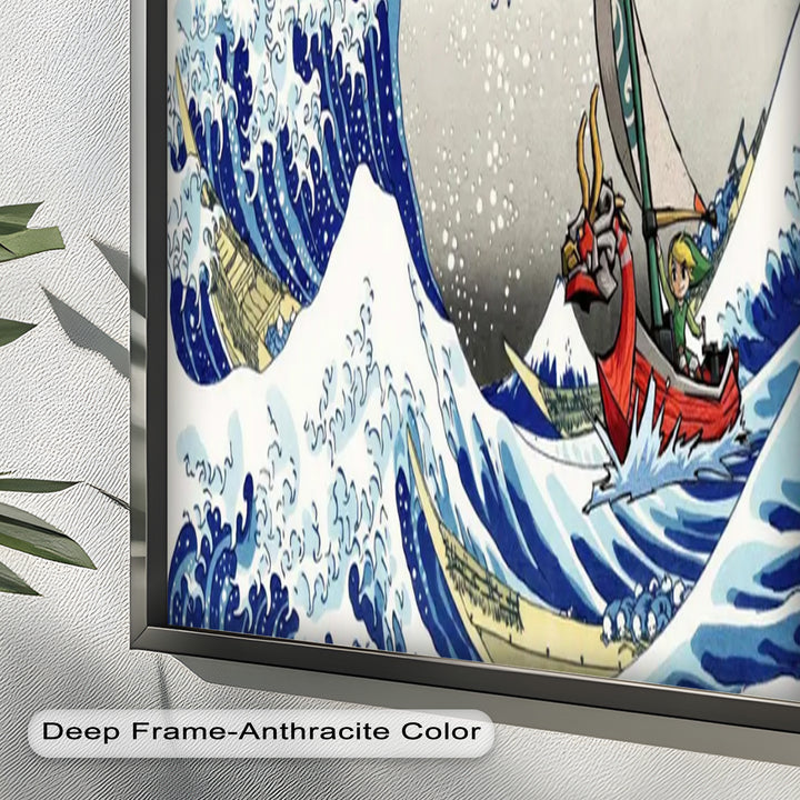 Hokusai Great Wave x Zelda Art – Japanisches Pop-Art-Ölgemälde