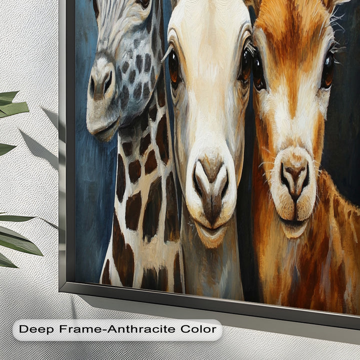 Trio of Giraffes – Animal Oil Painting