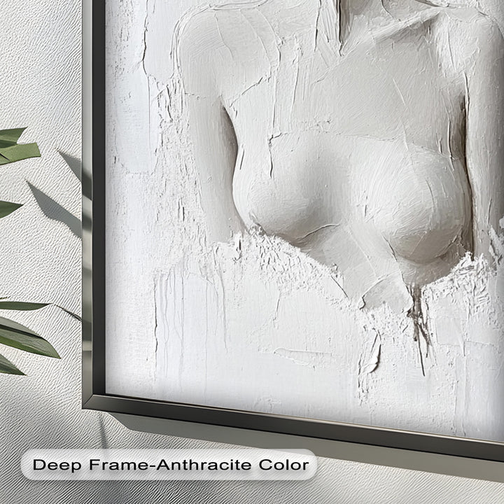 Silent Form – Minimalist White Abstract Female Oil Painting