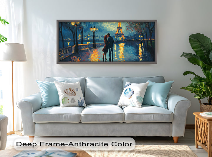 Eiffel Glow – Lovers Embrace by the Seine Love Oil Painting