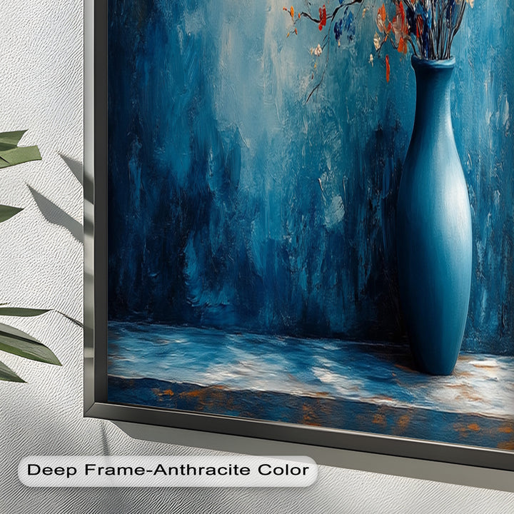 Blue Harmony Vase – Contemporary Floral Arrangement Flower Oil Painting