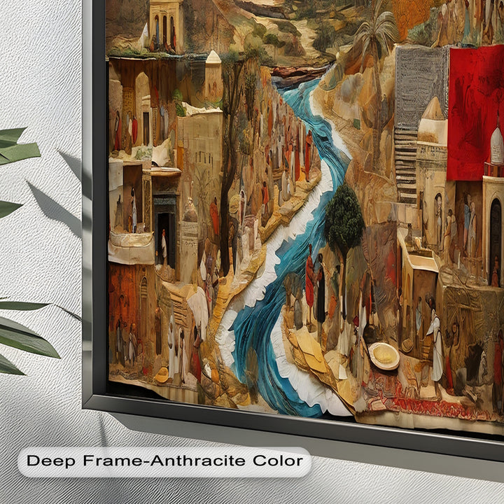 River of Time – Ancient Civilization Collage Picasso Oil Painting