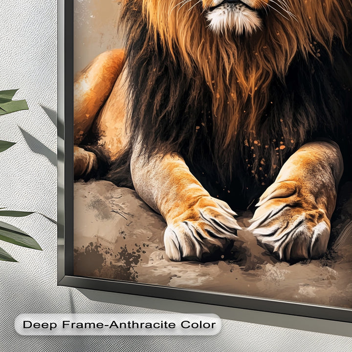 Lion Portrait in Warm Tones - Animal Oil Painting