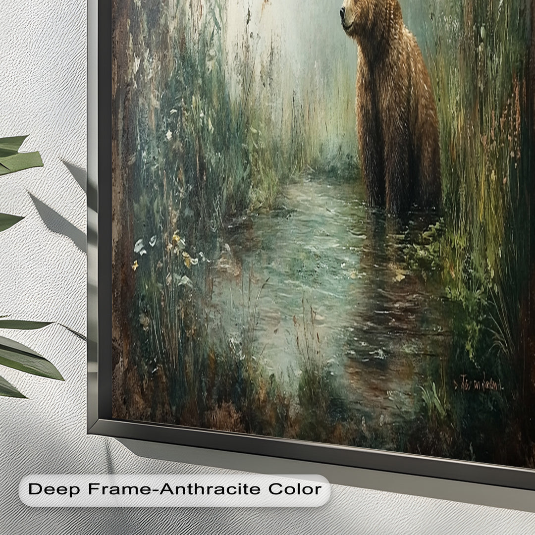 Brown Bear by the Water - Animal Oil Painting