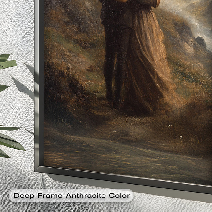 Embrace on the Cliffside – Oil Painting of Lovers in Nature