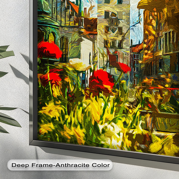 Sunlit Cathedral Square – Vibrant European Cityscape Picasso Oil Painting