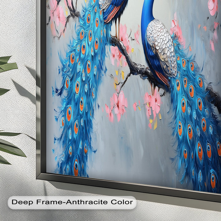 Peacocks Among Cherry Blossoms – Animal Oil Painting