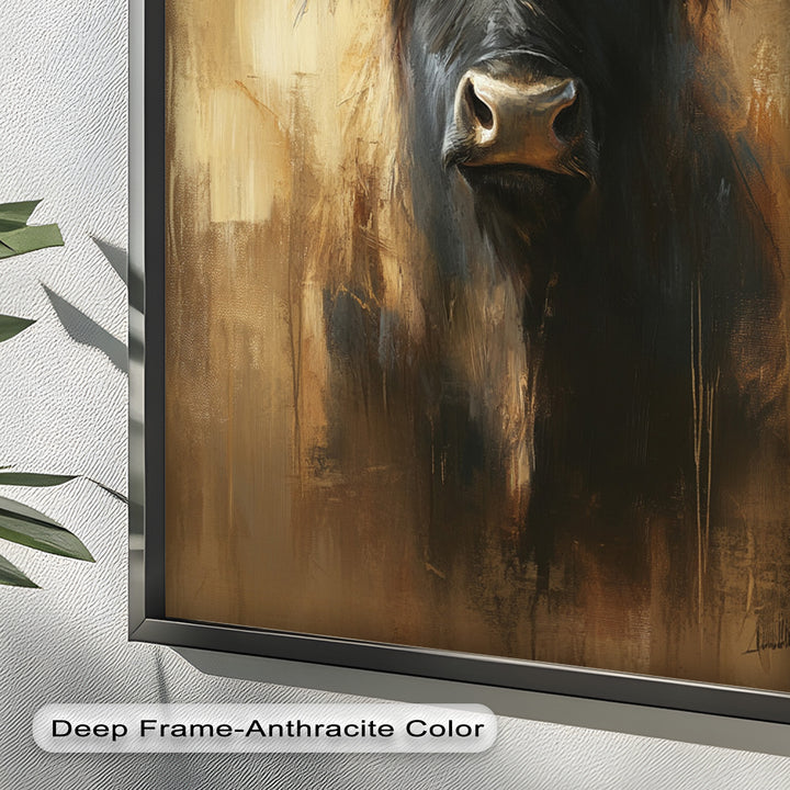 Bull in Amber Tones - Animal Oil Painting