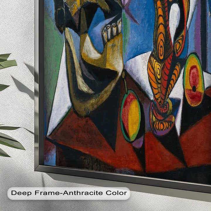 Stillleben mit Totenkopf und Krug – Symbolisches kubistisches Picasso-Ölgemälde