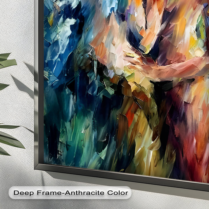 Ethereal Embrace – Abstract Lovers in a Burst of Color Oil Painting