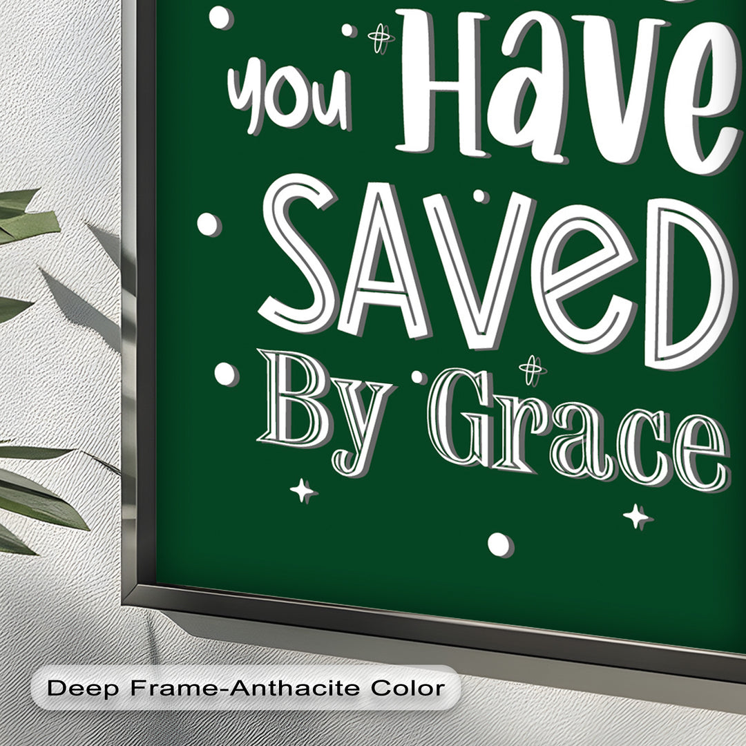 Saved by Grace – Christian Bible Verse Oil Painting