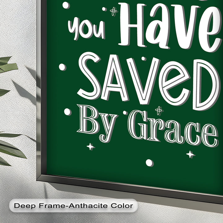 Saved by Grace – Christian Bible Verse Oil Painting