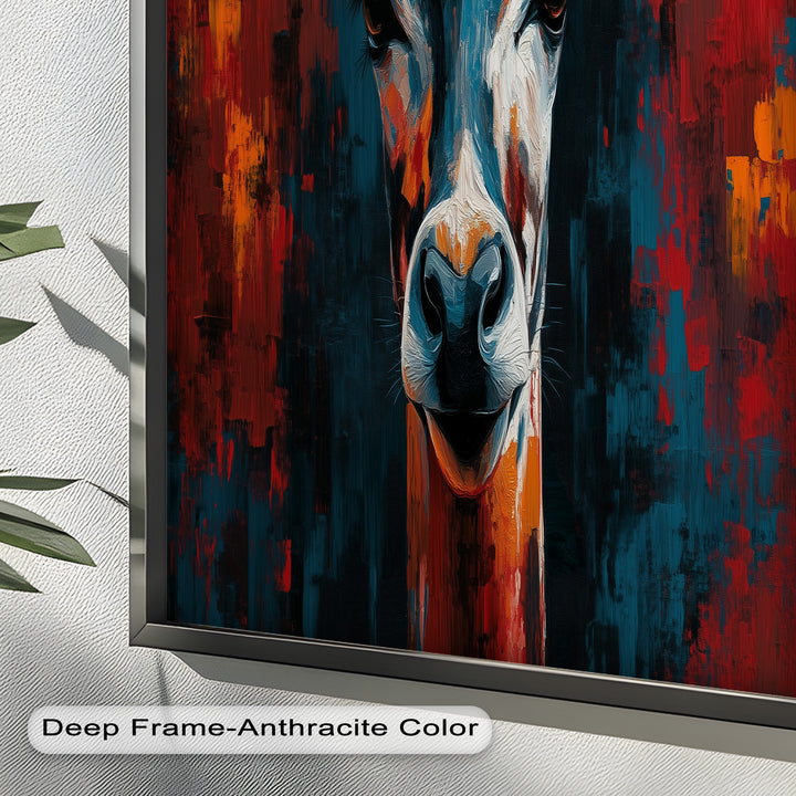 Giraffe Portrait in Abstract Flames – Animal Oil Painting