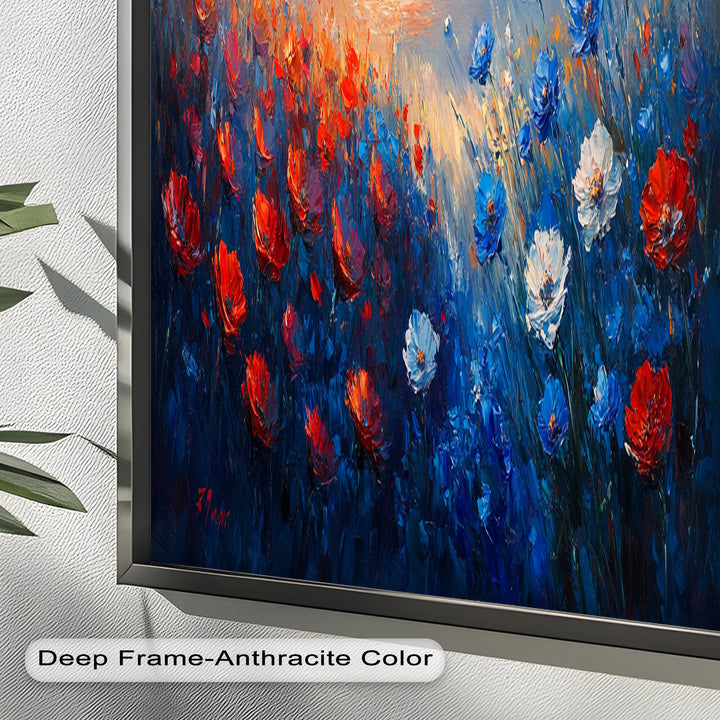 Wildflower Sunset Symphony – Colorful Horizon Flower Oil Painting