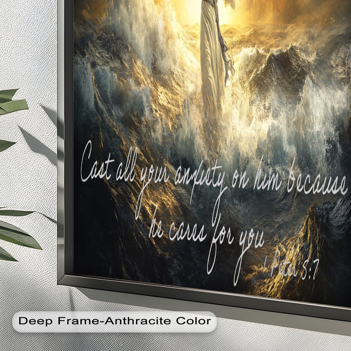 1 Peter 5:7 – Trust in God Bible Verse Oil Painting