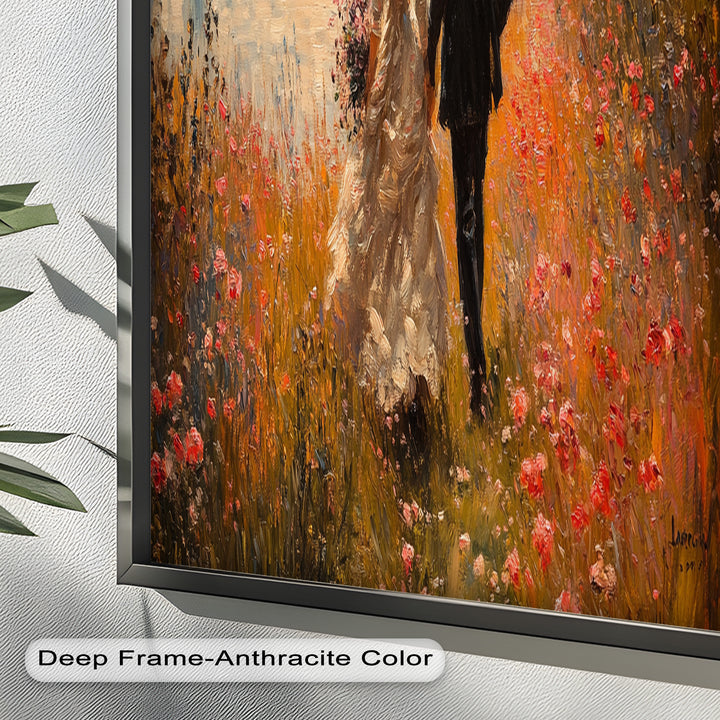 A Walk to Remember – Impressionist Couple in Blooming Field Oil Painting