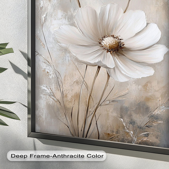 Soft Ivory Blooms – Neutral Flower Oil Painting