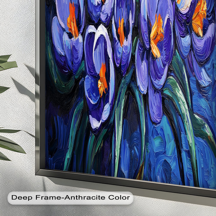 Crocus Flowers in Blue and Violet Hues - Flower Oil Painting